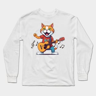 Cute Cat Guitar Long Sleeve T-Shirt